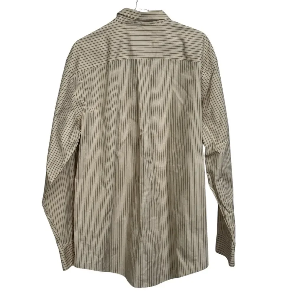 Cabelas Outfitter Series‎ Long Sleeve Shirt Mens Large Beige Button Down Striped